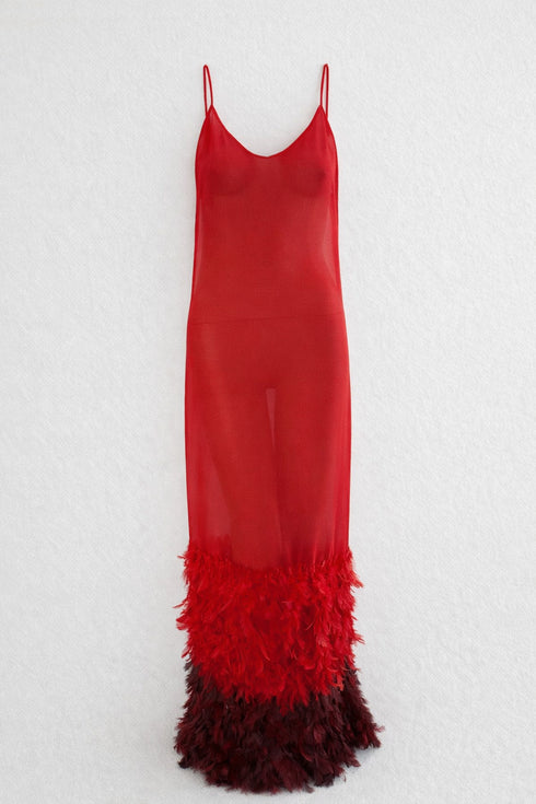 Red Feather Dress - Tissimum
