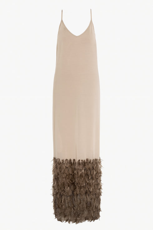 Beige Feather Dress