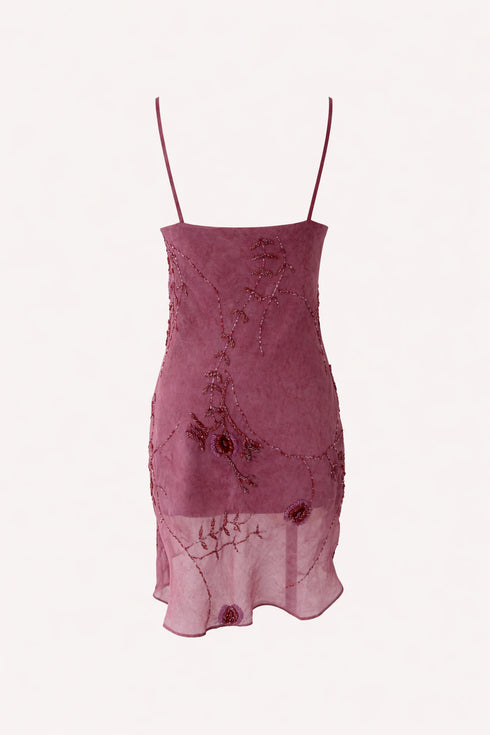 Embroidered Silk Chiffon Slip Dress - Tissimum